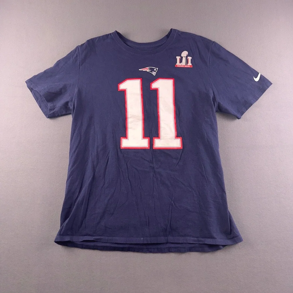 Nike Julian Edelman New England Patriots Super Bowl LII T-Shirt Mens XL Navy 11